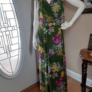 EVA MENDES Wrap DRESS MAXI Long BOHO Medium Green